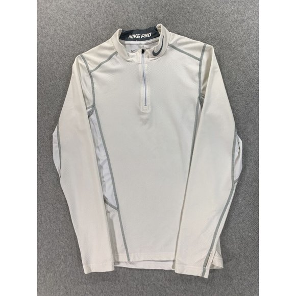 Nike Dri Fit PRO Quarter Zip Athletic Pullover (Men's Small) White - Picture 1 of 12